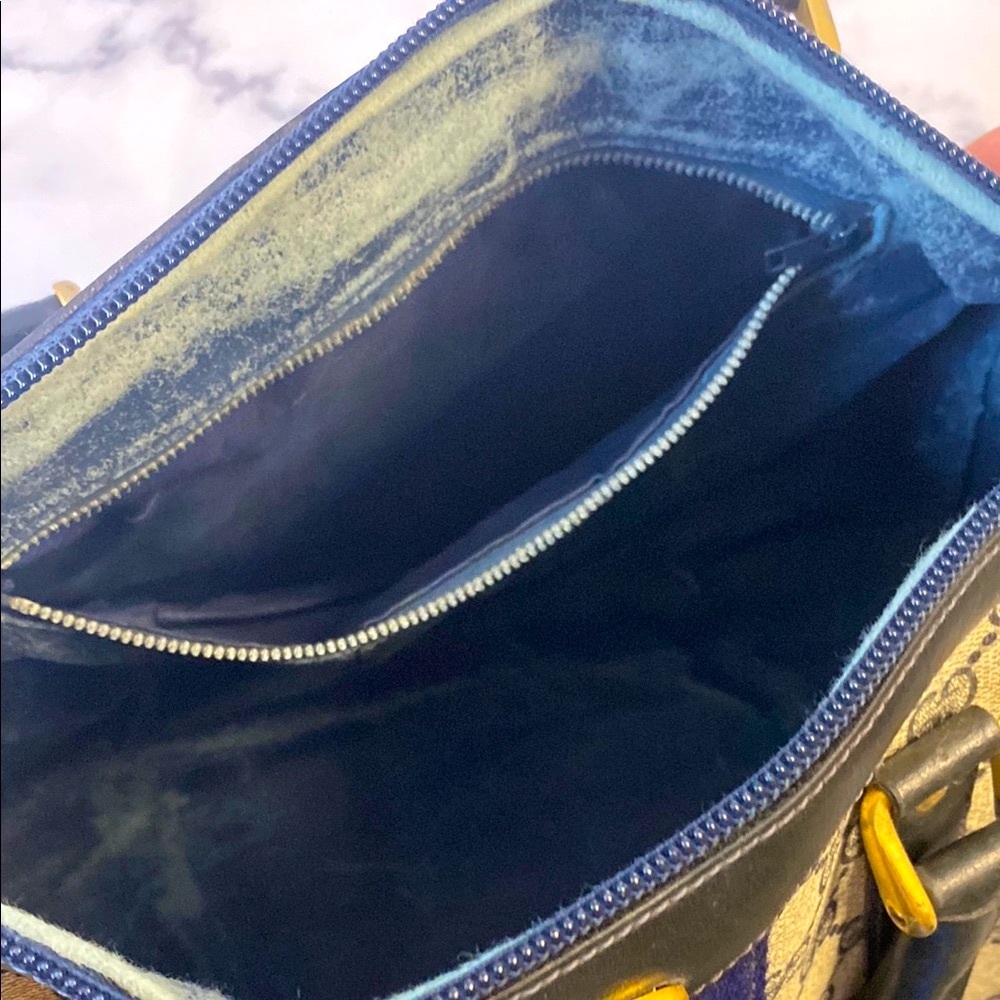 GUC Vintage (1980) Gucci GG Sherry Blue & Cream Women's Bag - Picture 6 of 13